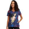 Cherokee Scrubs for Women V-Neck Printed Scrub Top Modern Classic Fit with Side Angled Pockets & Shaping Darts – TF626(Hang With the Stars)