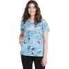 Cherokee Scrubs for Women V-Neck Printed Scrub Top Modern Classic Fit with Side Angled Pockets & Shaping Darts – TF626(Sledding Snoopy)