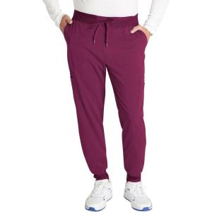 Cherokee Men’s Mid Rise Jogger Scrub Pants with 5 Pockets and Elastic Waistband CK132A(Wine)