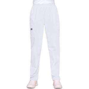 Cherokee Scrubs for Women Cargo Pant Natural Rise Tapered Pull-On Bottom with 4 Pockets , Fade Resistant Fabric – 4200(White)