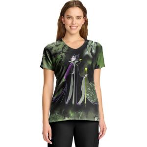 Cherokee Scrubs for Women V-Neck Printed Scrub Top Modern Classic Fit with Side Angled Pockets & Shaping Darts – TF626(Dark Clouds)