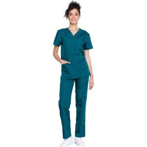 Cherokee Unisex Scrub Set for Men & Women V-Neck Top & Drawstring Pant Medical Uniform 3 Pockets, Durable Easy Care – WW530C(Caribbean Blue)