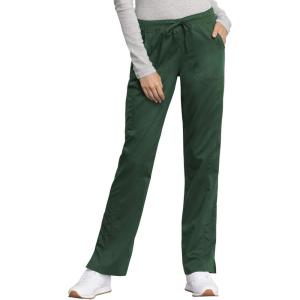 Cherokee Women Scrubs Pant Workwear Revolution Tech Mid Rise Straight Leg Drawstring WW235AB(Hunter Green)