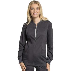 Cherokee Women Warm Up Scrubs Jacket Modern Classic Fit with Zip Front WW305AB(Pewter)