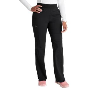 Cherokee Women’s Scrub Pants, Mid-Rise Pull-On Straight Leg Bottom with 5 Pockets – CK136A(Black)