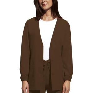 Cherokee Women’s Workwear Scrubs Cardigan Warm-Up Jacket(Chocolate)