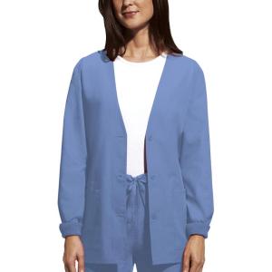 Cherokee Women’s Workwear Scrubs Cardigan Warm-Up Jacket(Ciel)
