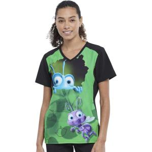 Tooniforms Women Scrubs Top V-Neck TF637(Flik and Dot)