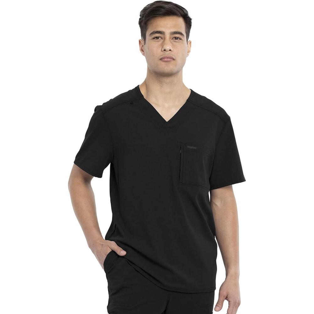 imageCherokee Euphoria Men Scrubs Top Tuckable VNeck CK887A M Black