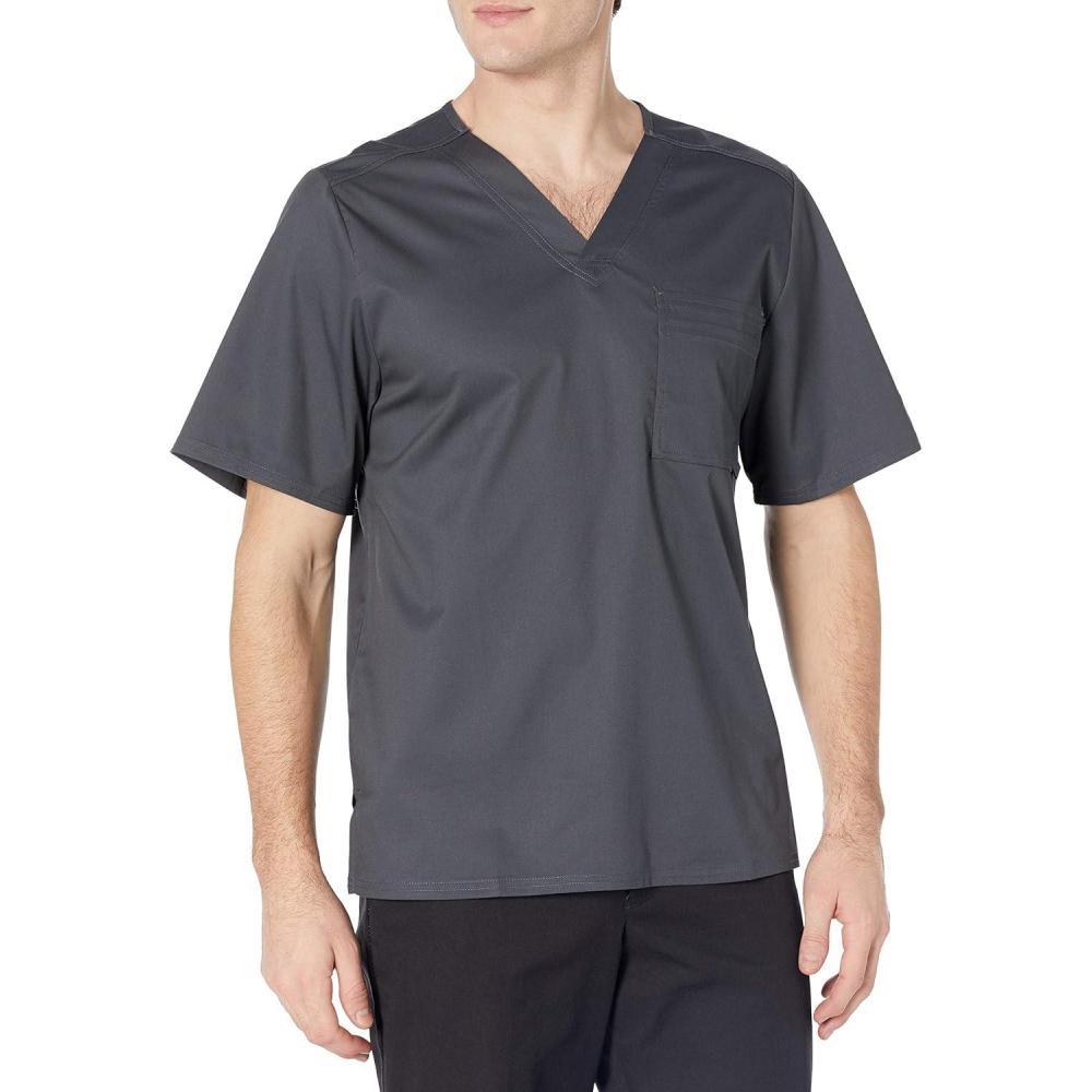 imageCherokee Luxe Men Scrubs Top Tuckable VNeck 1929Pewter