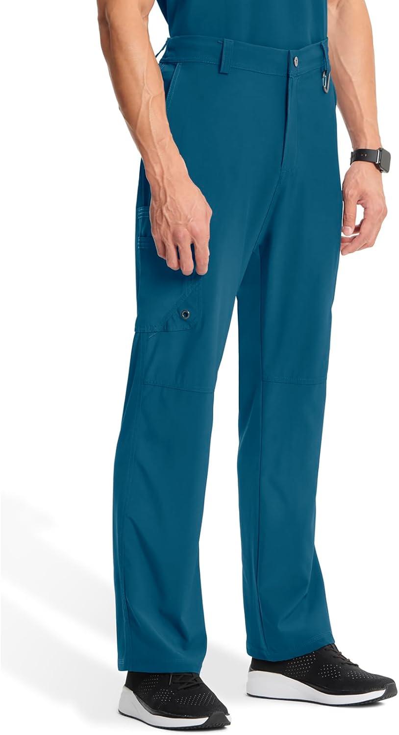 imageCherokee Infinity Men Scrub Pants 6 Pockets Tapered Leg with Zip Fly Front and Inside Functional Drawstring Cargo CK200ACaribbean Blue