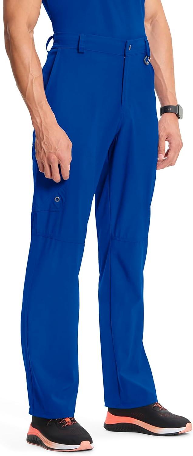 imageCherokee Infinity Men Scrub Pants 6 Pockets Tapered Leg with Zip Fly Front and Inside Functional Drawstring Cargo CK200AGalaxy Blue