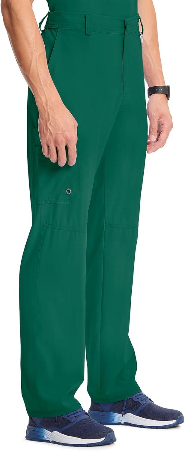 imageCherokee Infinity Men Scrub Pants 6 Pockets Tapered Leg with Zip Fly Front and Inside Functional Drawstring Cargo CK200AHunter Green