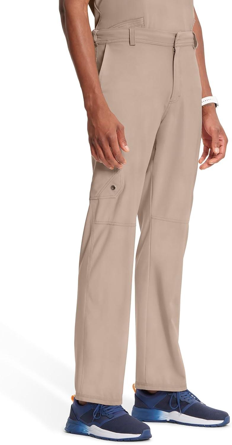 imageCherokee Infinity Men Scrub Pants 6 Pockets Tapered Leg with Zip Fly Front and Inside Functional Drawstring Cargo CK200AKhaki