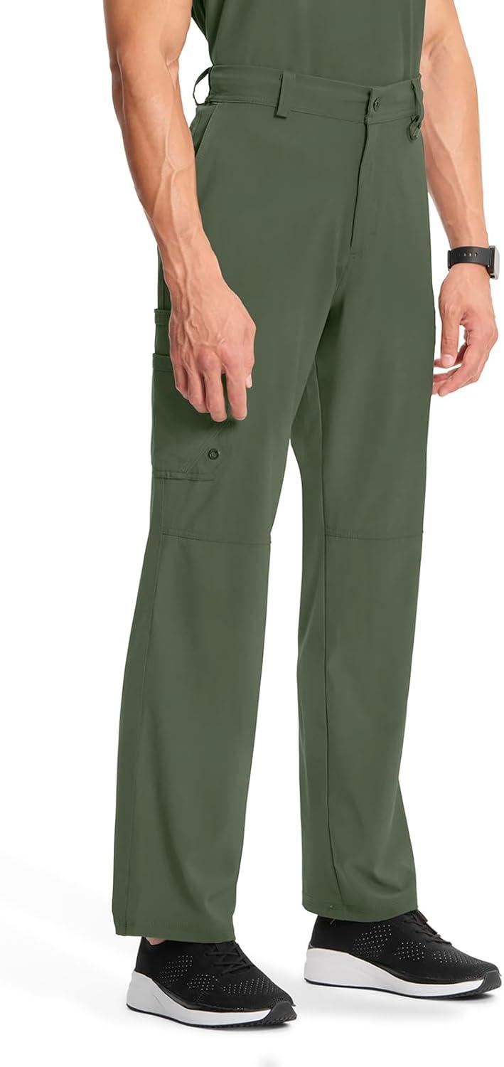 imageCherokee Infinity Men Scrub Pants 6 Pockets Tapered Leg with Zip Fly Front and Inside Functional Drawstring Cargo CK200AOlive