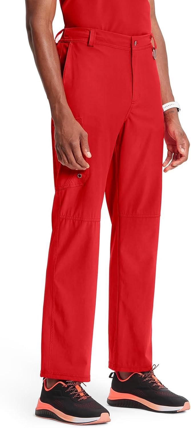 imageCherokee Infinity Men Scrub Pants 6 Pockets Tapered Leg with Zip Fly Front and Inside Functional Drawstring Cargo CK200ARed