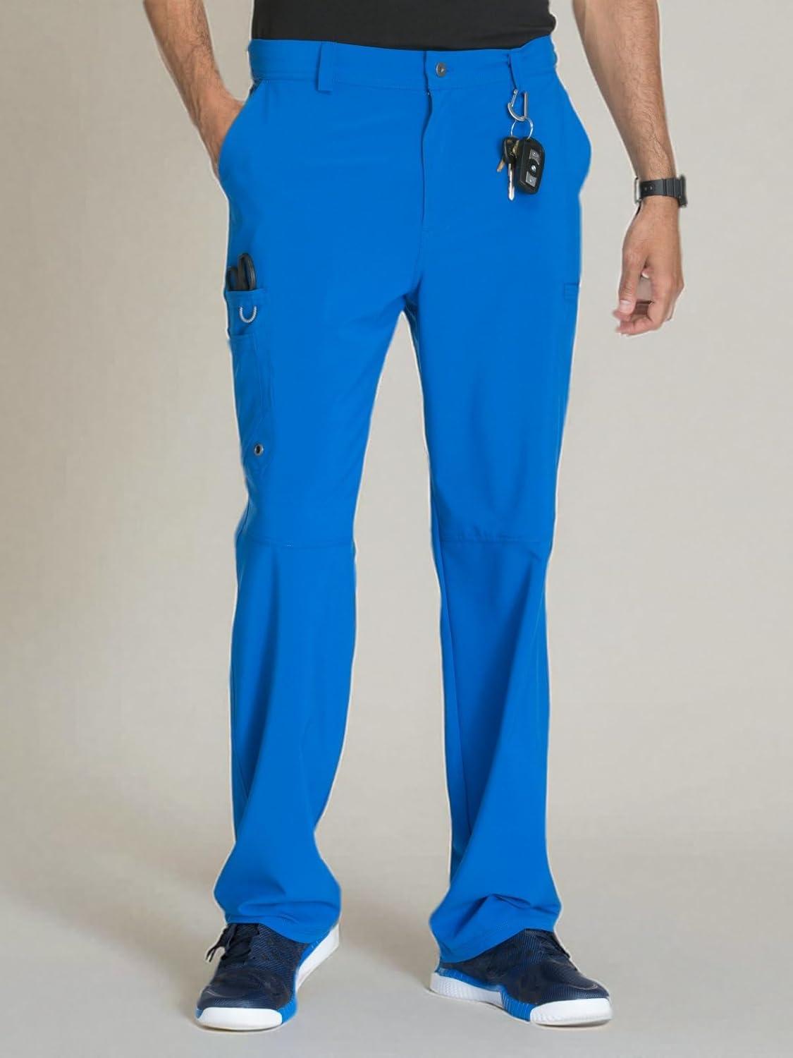 imageCherokee Infinity Men Scrub Pants 6 Pockets Tapered Leg with Zip Fly Front and Inside Functional Drawstring Cargo CK200ARoyal