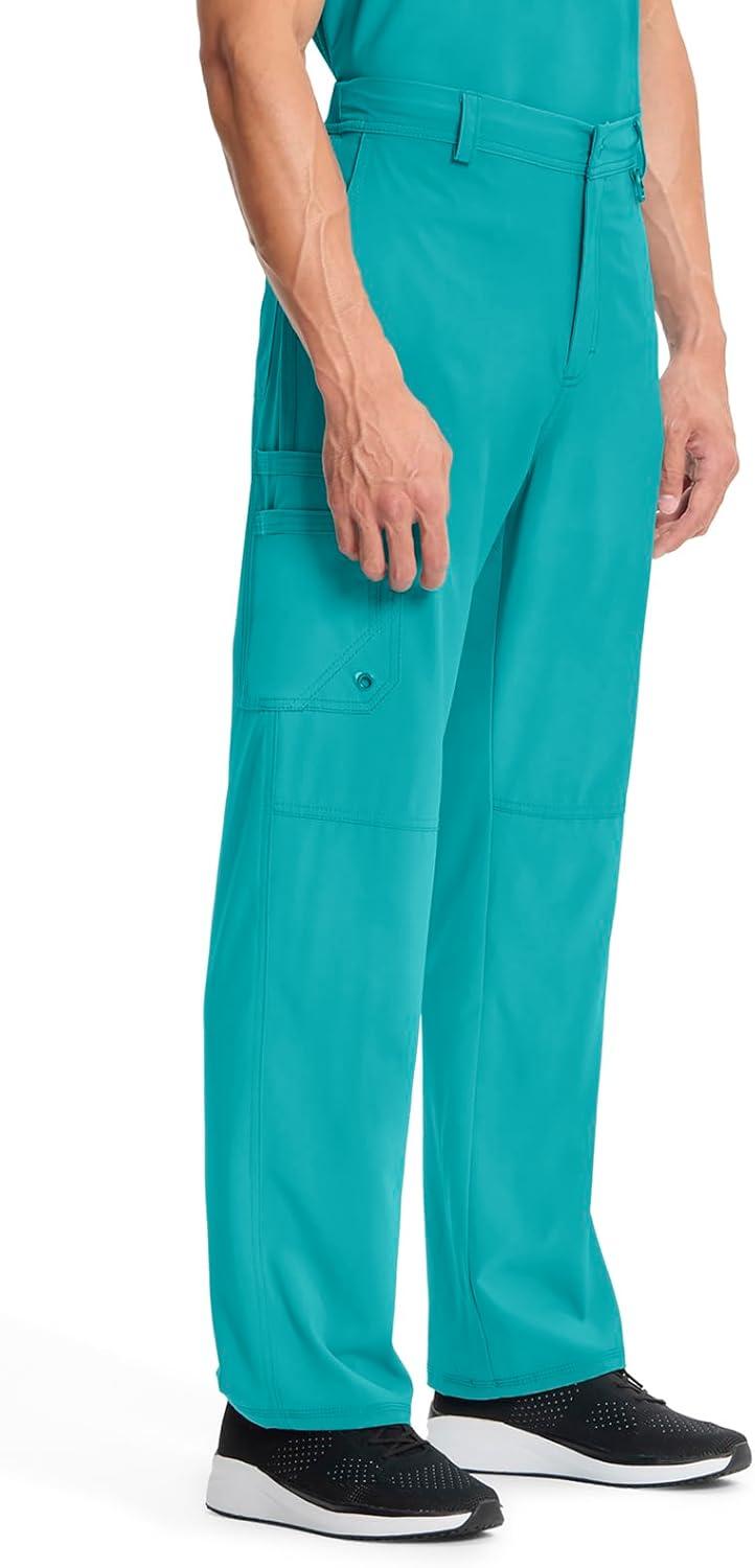 imageCherokee Infinity Men Scrub Pants 6 Pockets Tapered Leg with Zip Fly Front and Inside Functional Drawstring Cargo CK200ATeal Blue