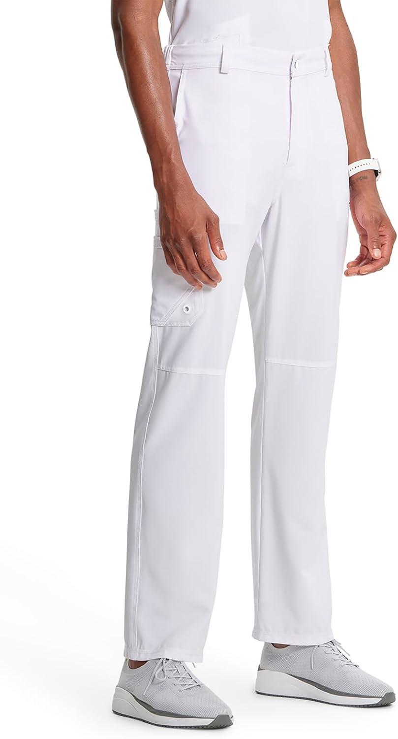 imageCherokee Infinity Men Scrub Pants 6 Pockets Tapered Leg with Zip Fly Front and Inside Functional Drawstring Cargo CK200AWhite
