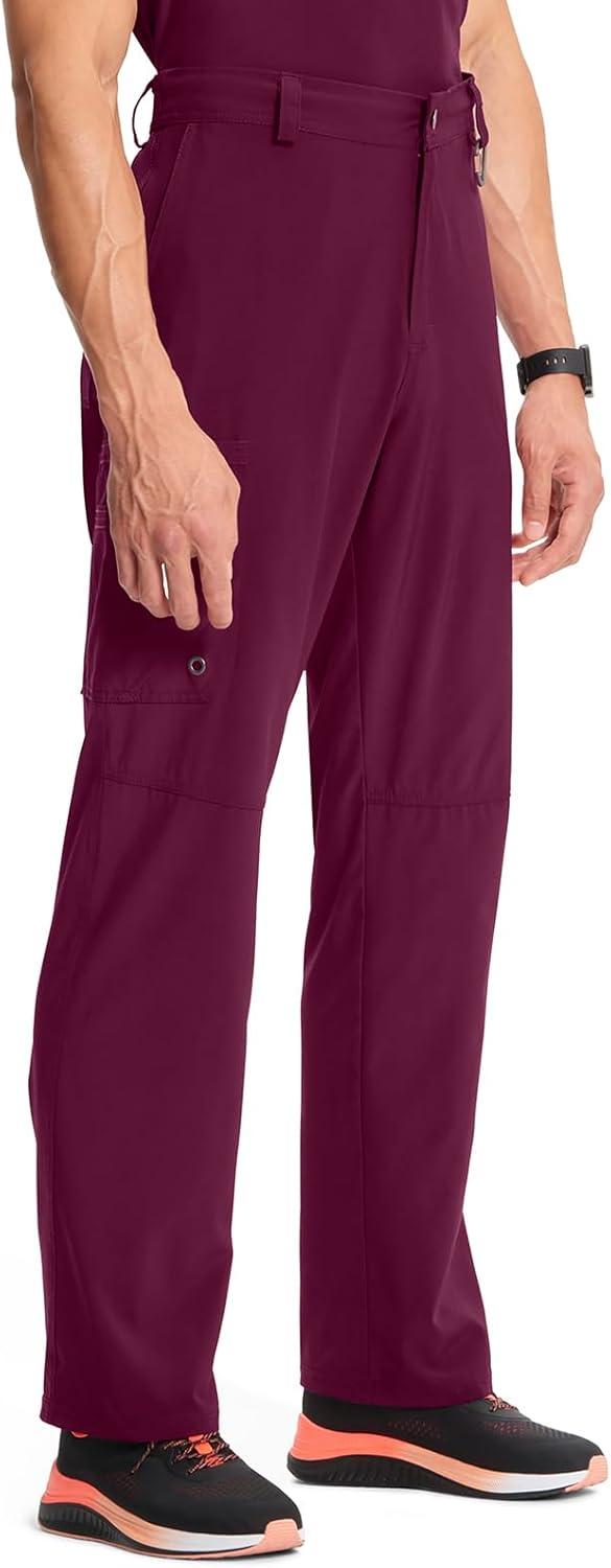 imageCherokee Infinity Men Scrub Pants 6 Pockets Tapered Leg with Zip Fly Front and Inside Functional Drawstring Cargo CK200AWine