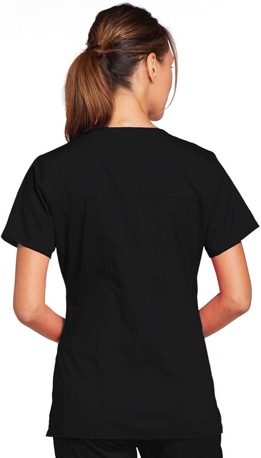 imageCherokee Scrub Set for Women with Our Modern Classic fit VNeck Top 4727 and Mid Rise PullOn Cargo Pant 4005Black