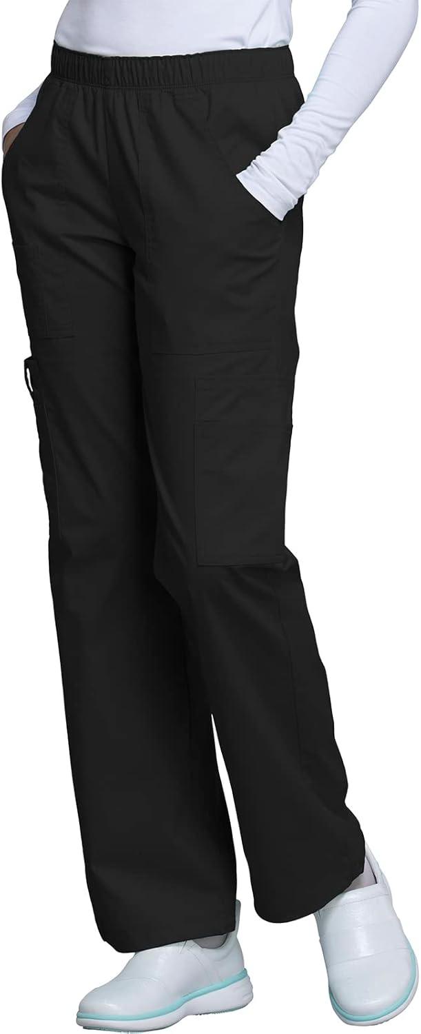 imageCherokee Scrub Set for Women with Our Modern Classic fit VNeck Top 4727 and Mid Rise PullOn Cargo Pant 4005Black