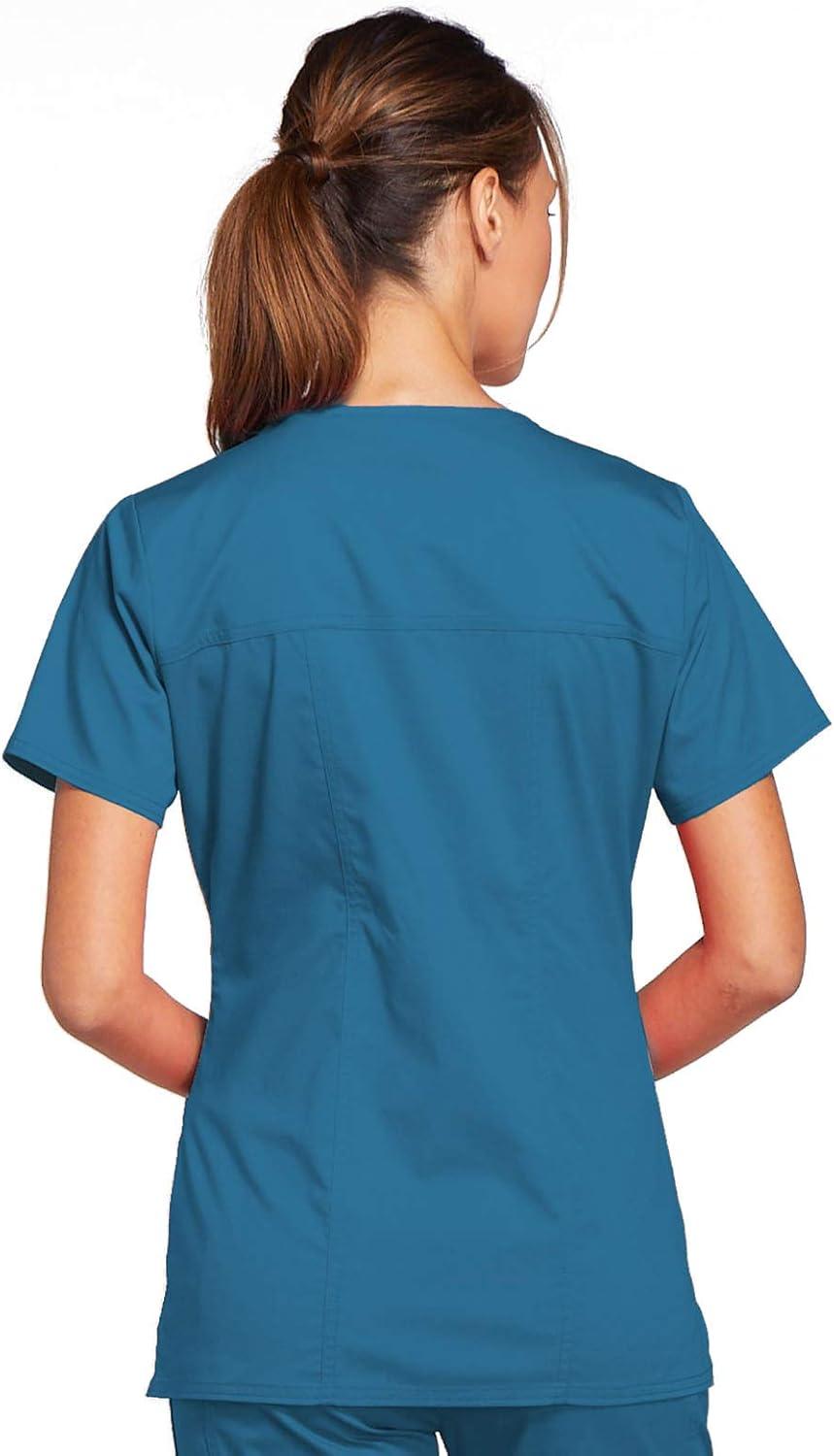 imageCherokee Scrub Set for Women with Our Modern Classic fit VNeck Top 4727 and Mid Rise PullOn Cargo Pant 4005Caribbean Blue