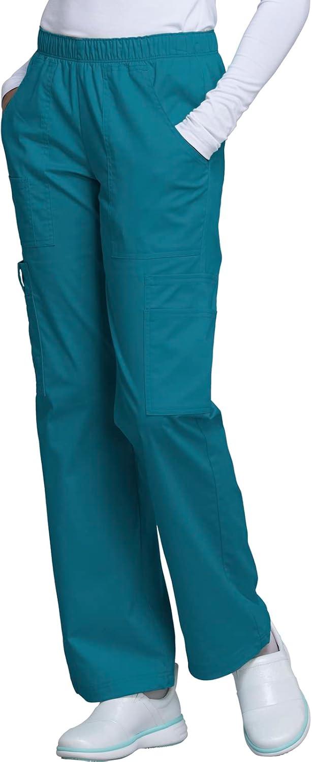 imageCherokee Scrub Set for Women with Our Modern Classic fit VNeck Top 4727 and Mid Rise PullOn Cargo Pant 4005Caribbean Blue