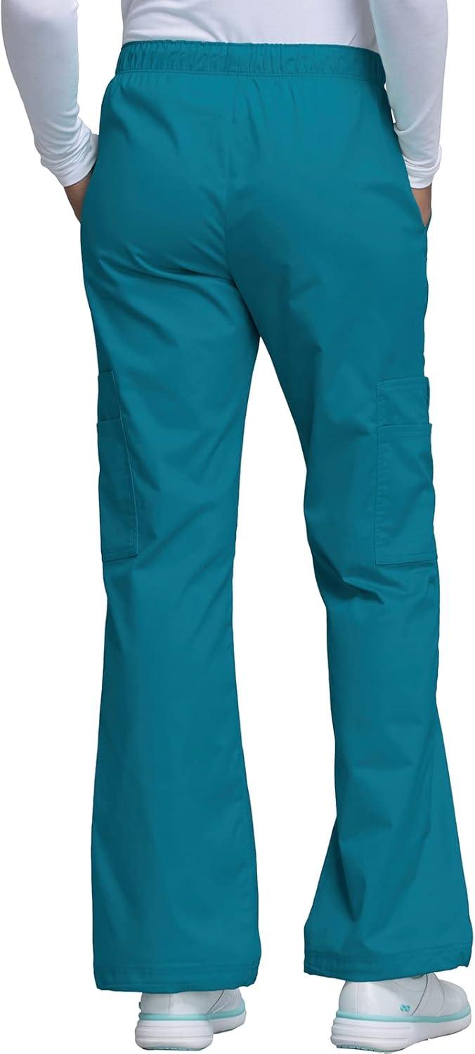 imageCherokee Scrub Set for Women with Our Modern Classic fit VNeck Top 4727 and Mid Rise PullOn Cargo Pant 4005Caribbean Blue