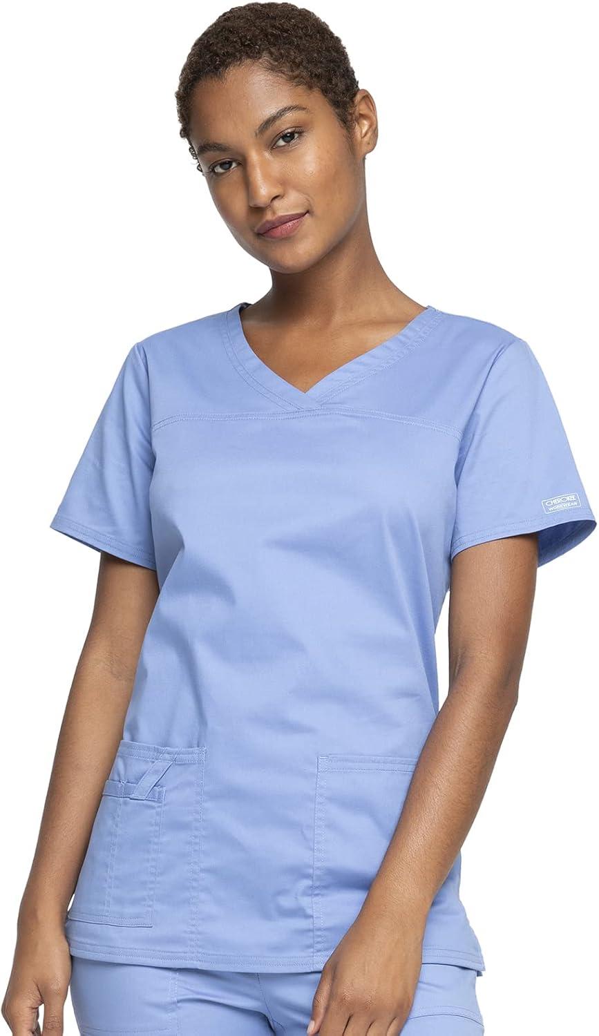 imageCherokee Scrub Set for Women with Our Modern Classic fit VNeck Top 4727 and Mid Rise PullOn Cargo Pant 4005Ciel