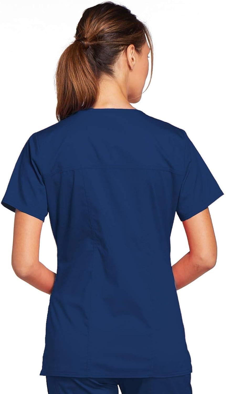 imageCherokee Scrub Set for Women with Our Modern Classic fit VNeck Top 4727 and Mid Rise PullOn Cargo Pant 4005Navy