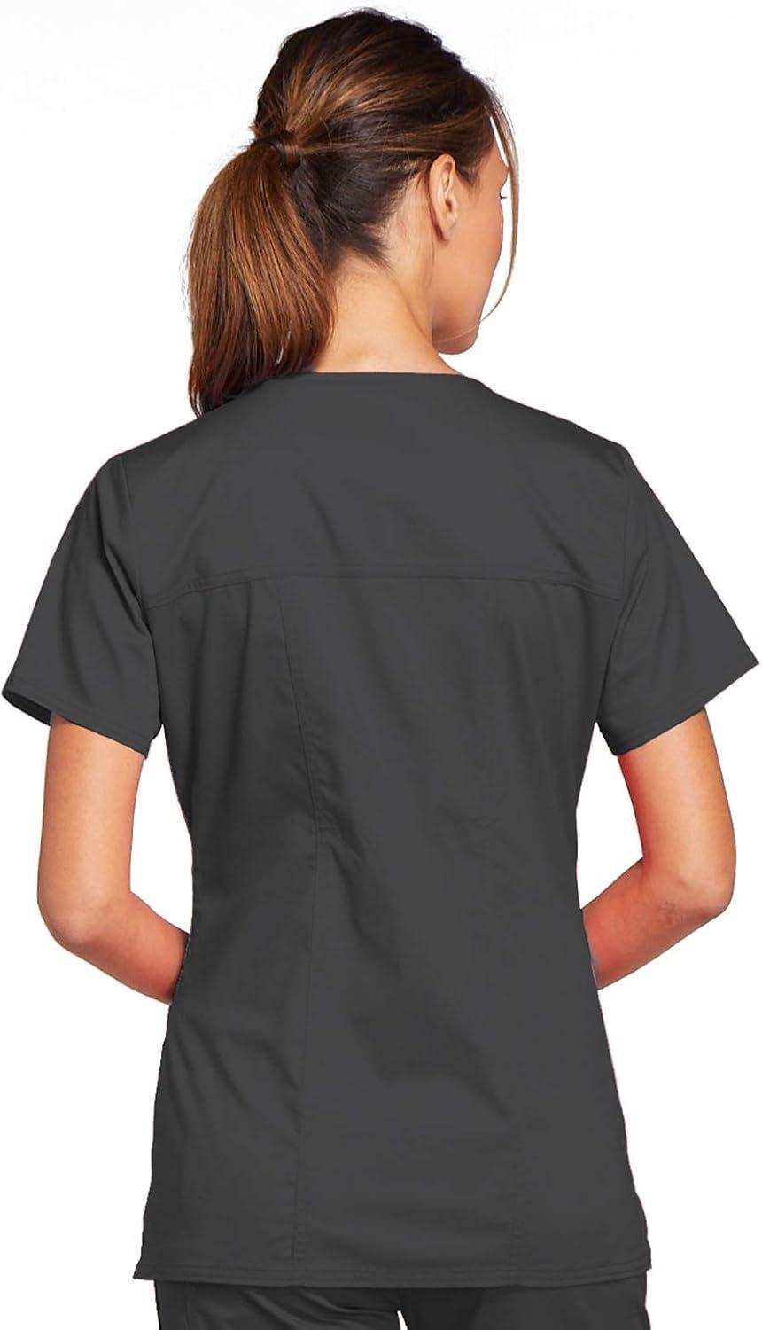 imageCherokee Scrub Set for Women with Our Modern Classic fit VNeck Top 4727 and Mid Rise PullOn Cargo Pant 4005Pewter