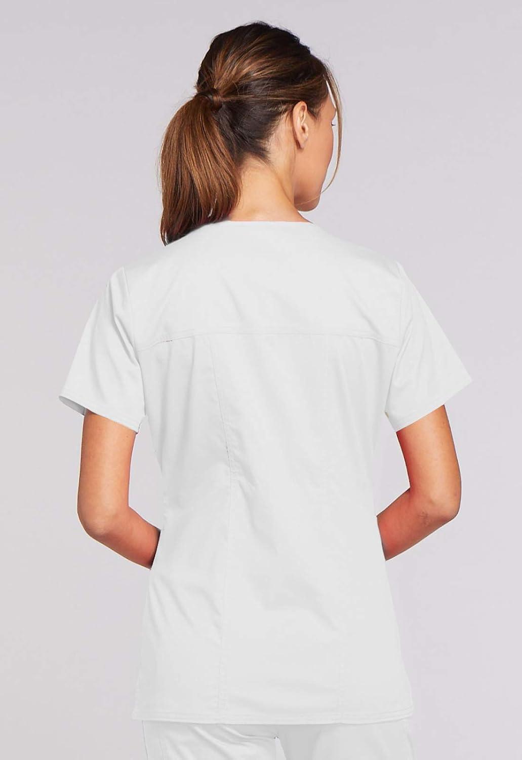 imageCherokee Scrub Set for Women with Our Modern Classic fit VNeck Top 4727 and Mid Rise PullOn Cargo Pant 4005White