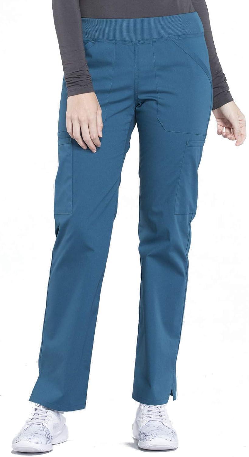 imageCherokee Women Scrub Set Modern Fit 3 Pocket VNeck Top WW665 with 6 Pocket Mid Rise Straight Leg Pants WW170Caribbean Blue