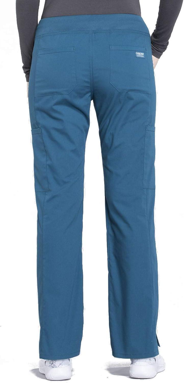 imageCherokee Women Scrub Set Modern Fit 3 Pocket VNeck Top WW665 with 6 Pocket Mid Rise Straight Leg Pants WW170Caribbean Blue