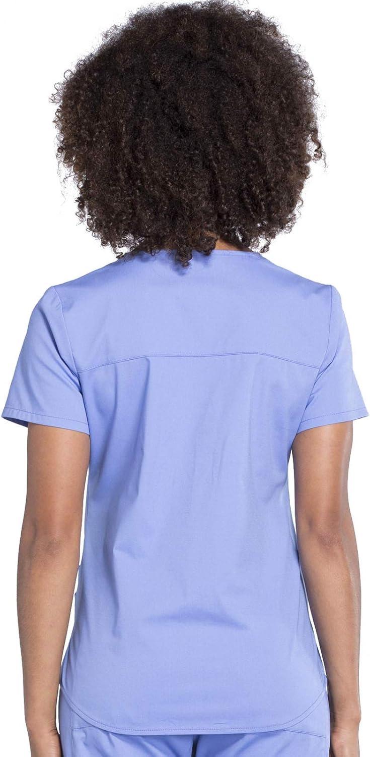 imageCherokee Women Scrub Set Modern Fit 3 Pocket VNeck Top WW665 with 6 Pocket Mid Rise Straight Leg Pants WW170Ciel