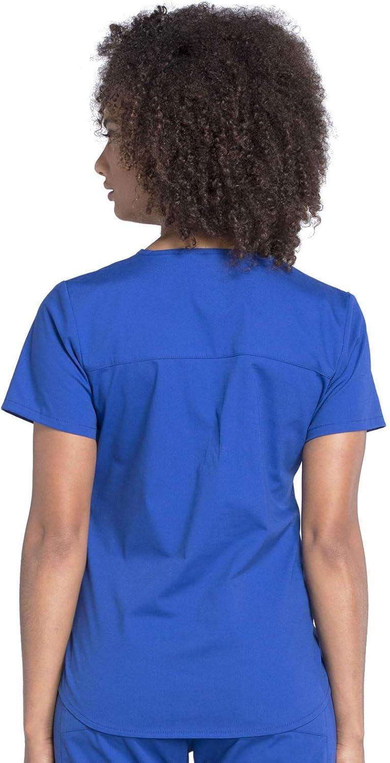 imageCherokee Women Scrub Set Modern Fit 3 Pocket VNeck Top WW665 with 6 Pocket Mid Rise Straight Leg Pants WW170Galaxy Blue
