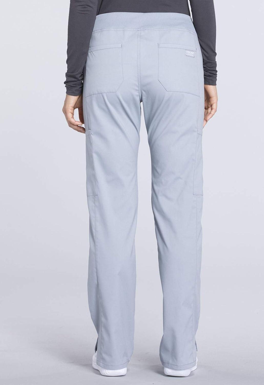 imageCherokee Women Scrub Set Modern Fit 3 Pocket VNeck Top WW665 with 6 Pocket Mid Rise Straight Leg Pants WW170Grey