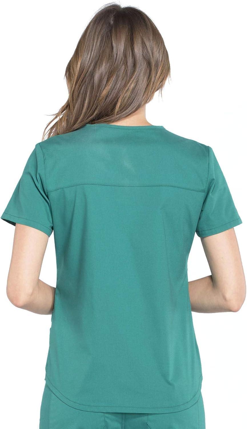imageCherokee Women Scrub Set Modern Fit 3 Pocket VNeck Top WW665 with 6 Pocket Mid Rise Straight Leg Pants WW170Hunter Green