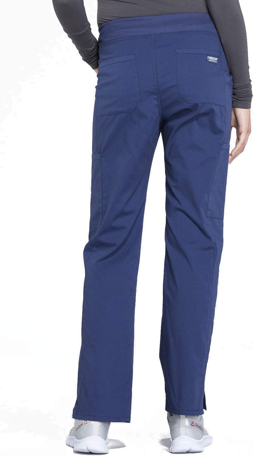 imageCherokee Women Scrub Set Modern Fit 3 Pocket VNeck Top WW665 with 6 Pocket Mid Rise Straight Leg Pants WW170Navy