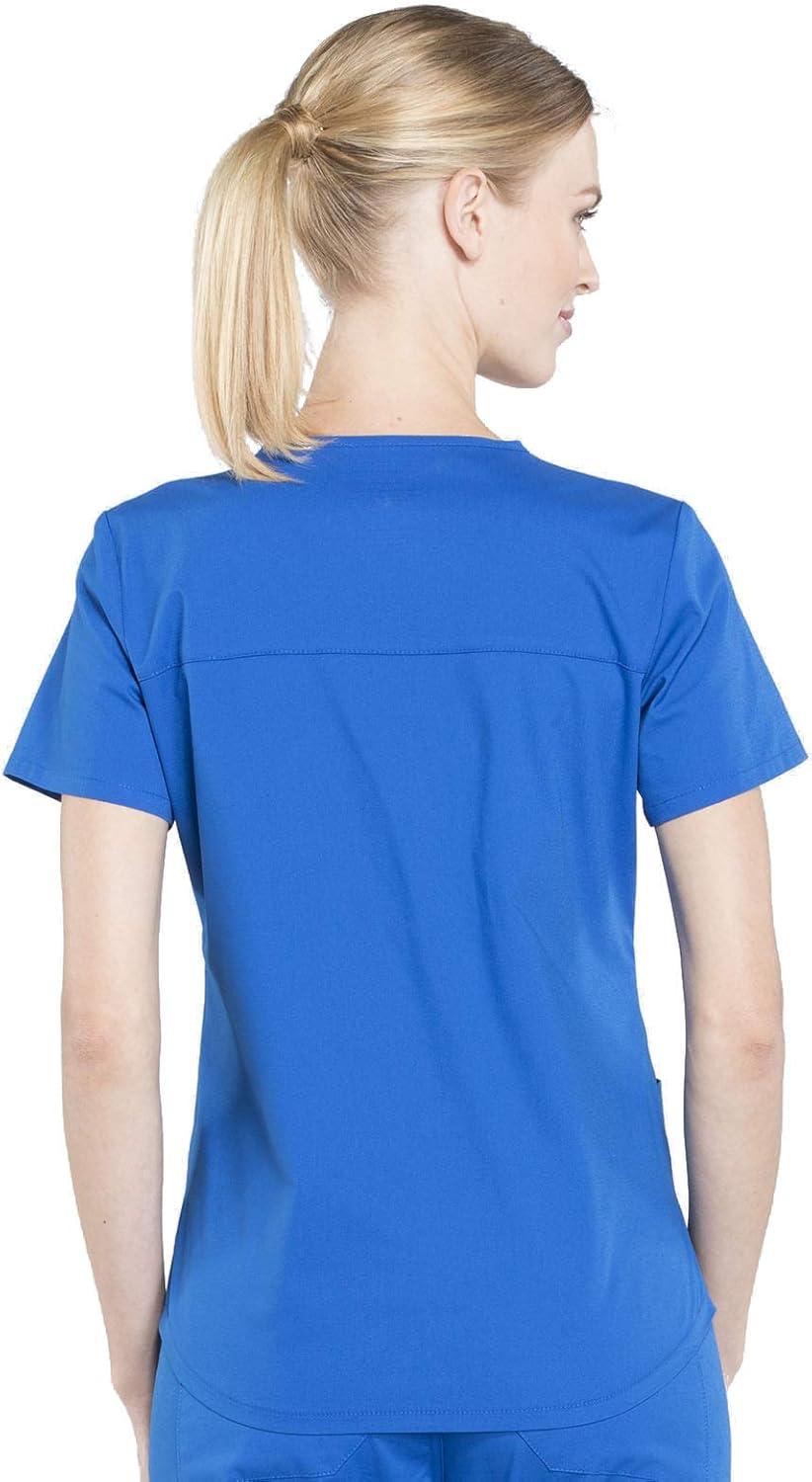 imageCherokee Women Scrub Set Modern Fit 3 Pocket VNeck Top WW665 with 6 Pocket Mid Rise Straight Leg Pants WW170Royal
