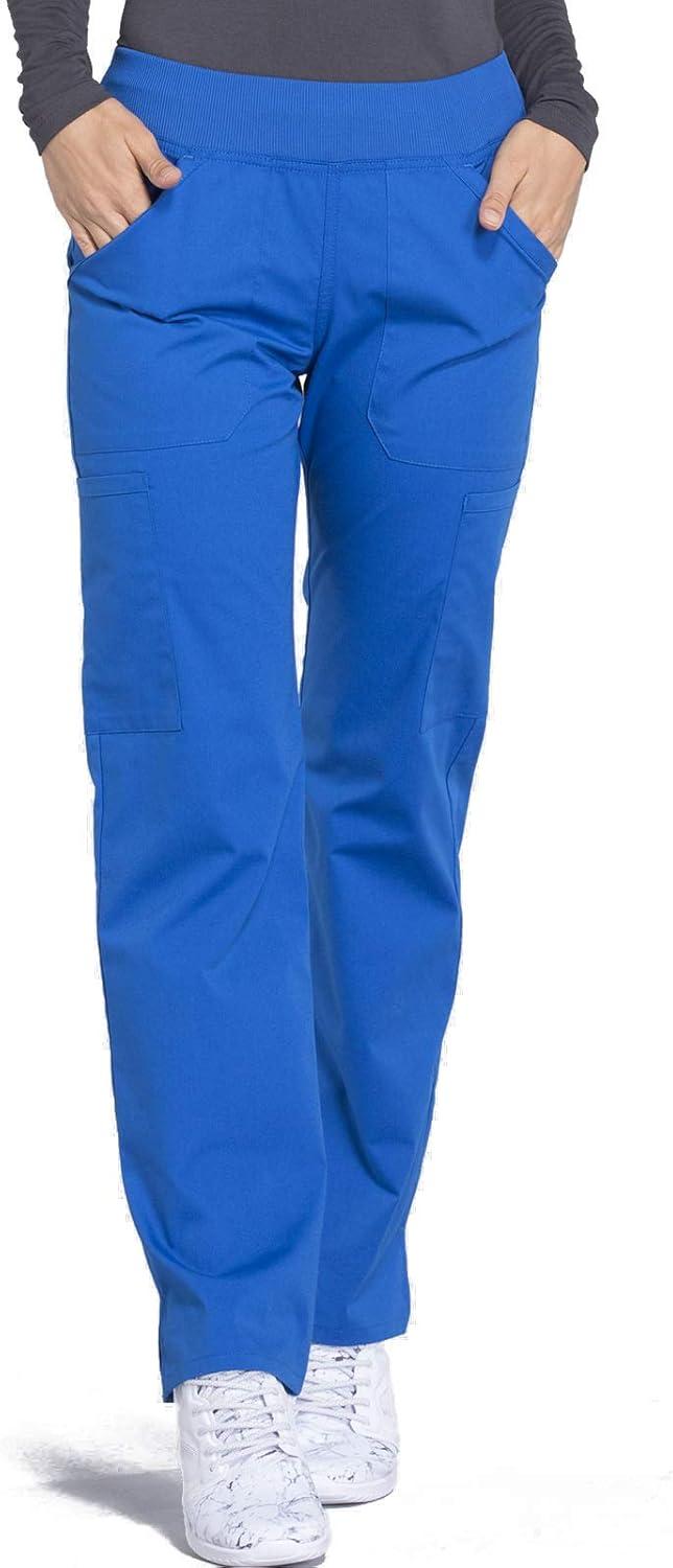 imageCherokee Women Scrub Set Modern Fit 3 Pocket VNeck Top WW665 with 6 Pocket Mid Rise Straight Leg Pants WW170Royal