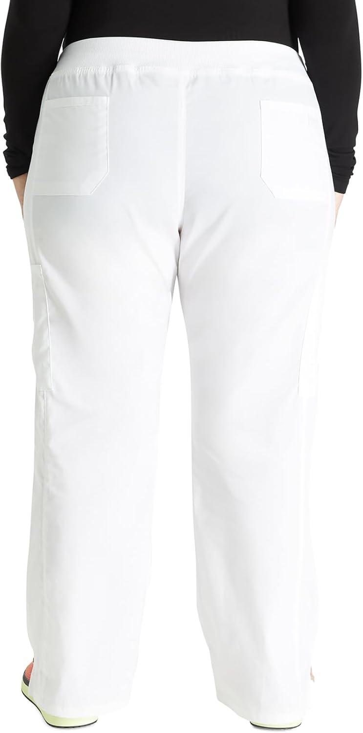 imageCherokee Women Scrub Set Modern Fit 3 Pocket VNeck Top WW665 with 6 Pocket Mid Rise Straight Leg Pants WW170White