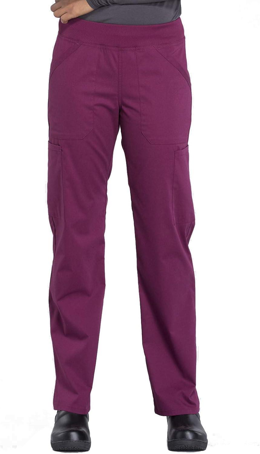 imageCherokee Women Scrub Set Modern Fit 3 Pocket VNeck Top WW665 with 6 Pocket Mid Rise Straight Leg Pants WW170Wine