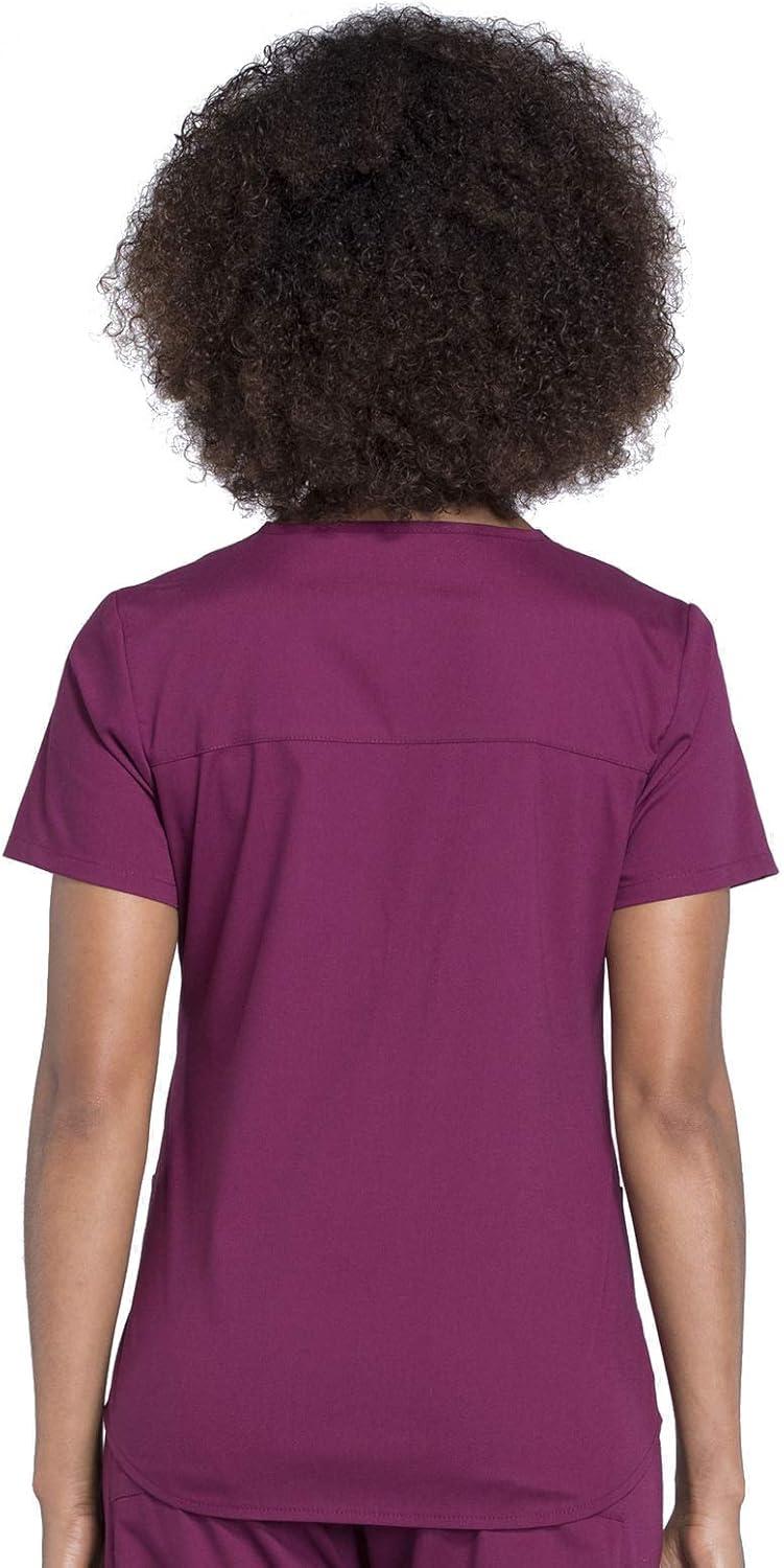 imageCherokee Women Scrub Set Modern Fit 3 Pocket VNeck Top WW665 with 6 Pocket Mid Rise Straight Leg Pants WW170Wine