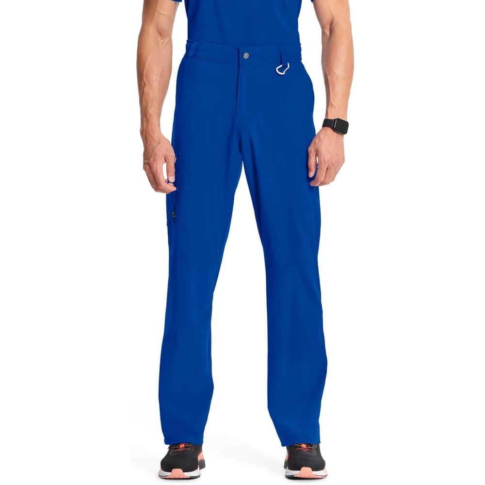imageCherokee Infinity Men Scrub Pants 6 Pockets Tapered Leg with Zip Fly Front and Inside Functional Drawstring Cargo CK200AGalaxy Blue