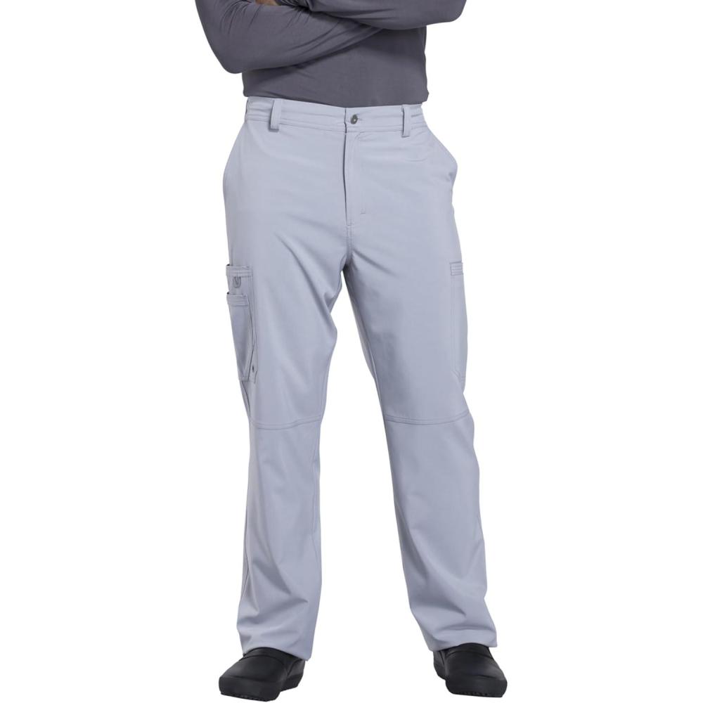 imageCherokee Infinity Men Scrub Pants 6 Pockets Tapered Leg with Zip Fly Front and Inside Functional Drawstring Cargo CK200AGrey