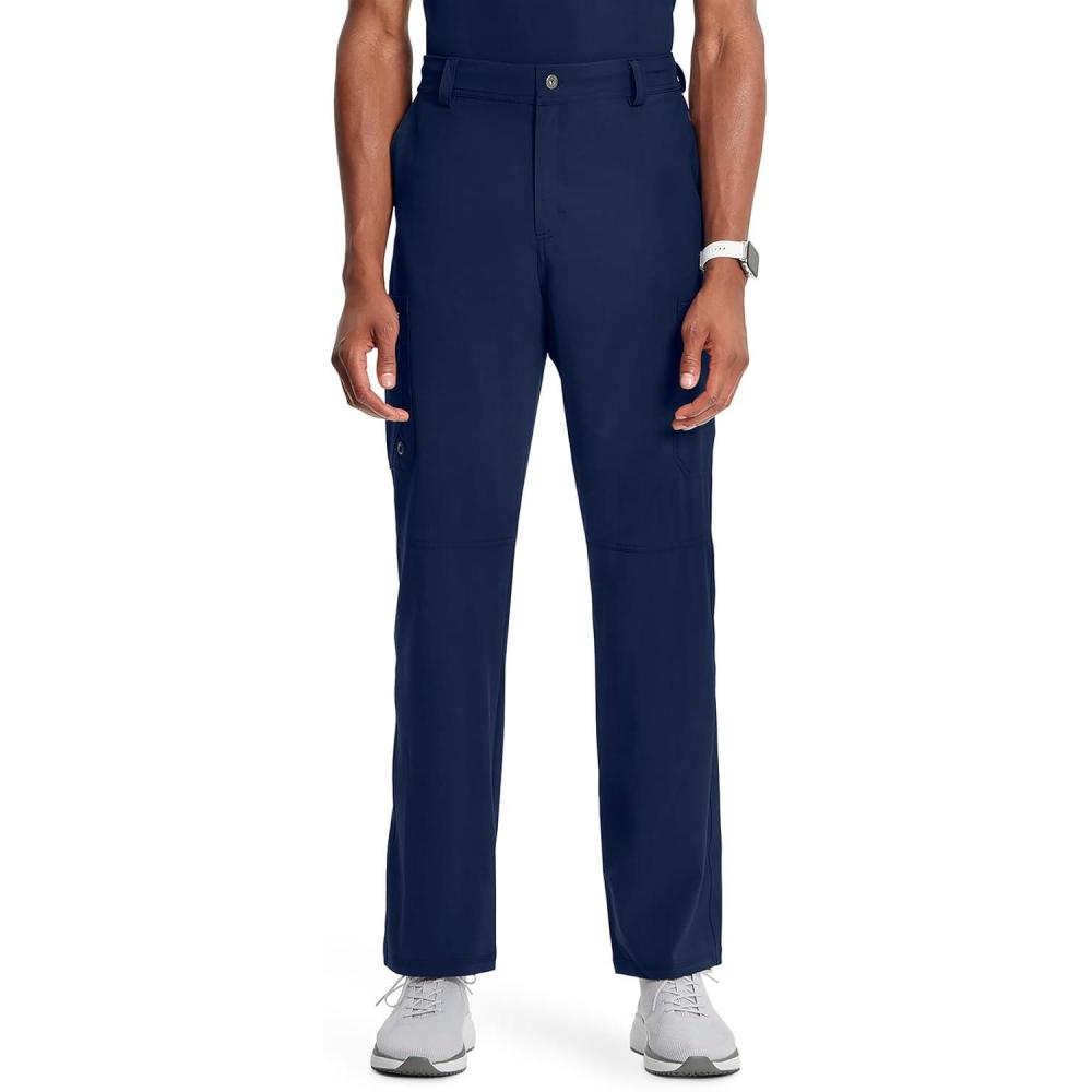 imageCherokee Infinity Men Scrub Pants 6 Pockets Tapered Leg with Zip Fly Front and Inside Functional Drawstring Cargo CK200ANavy