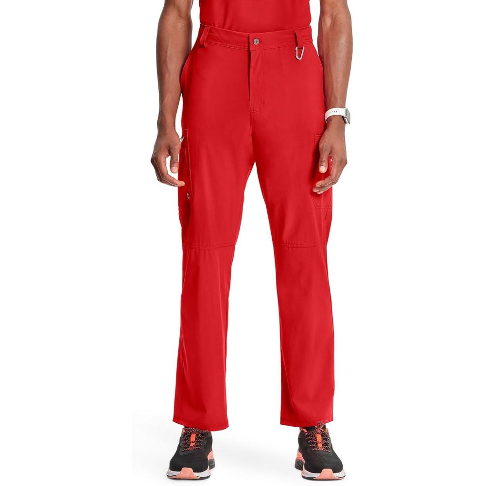 imageCherokee Infinity Men Scrub Pants 6 Pockets Tapered Leg with Zip Fly Front and Inside Functional Drawstring Cargo CK200ARed