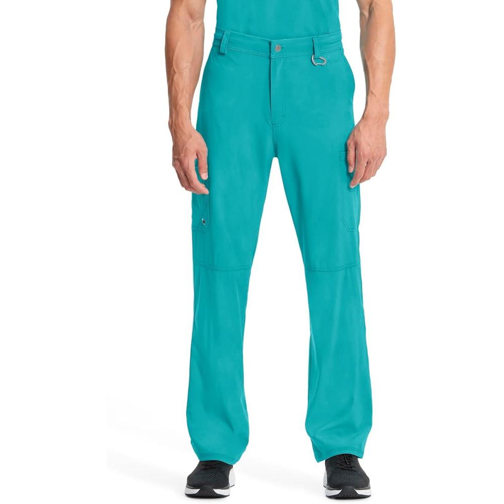 imageCherokee Infinity Men Scrub Pants 6 Pockets Tapered Leg with Zip Fly Front and Inside Functional Drawstring Cargo CK200ATeal Blue